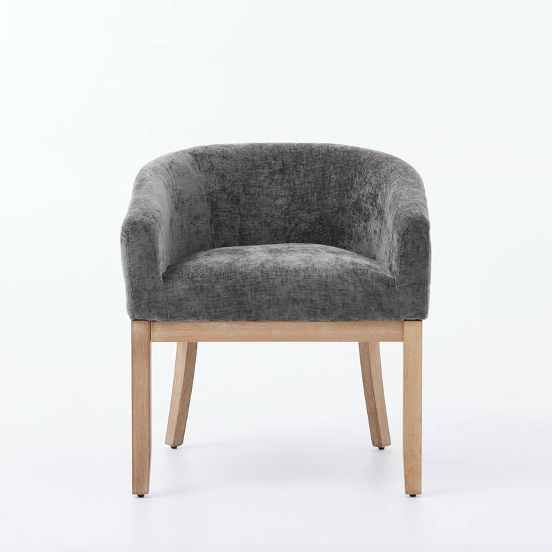 Roomfitters Upholstered Dining Chairs with Barrel Back & Wood Legs, Modern Accent Side Chairs for Kitchen and Living Room