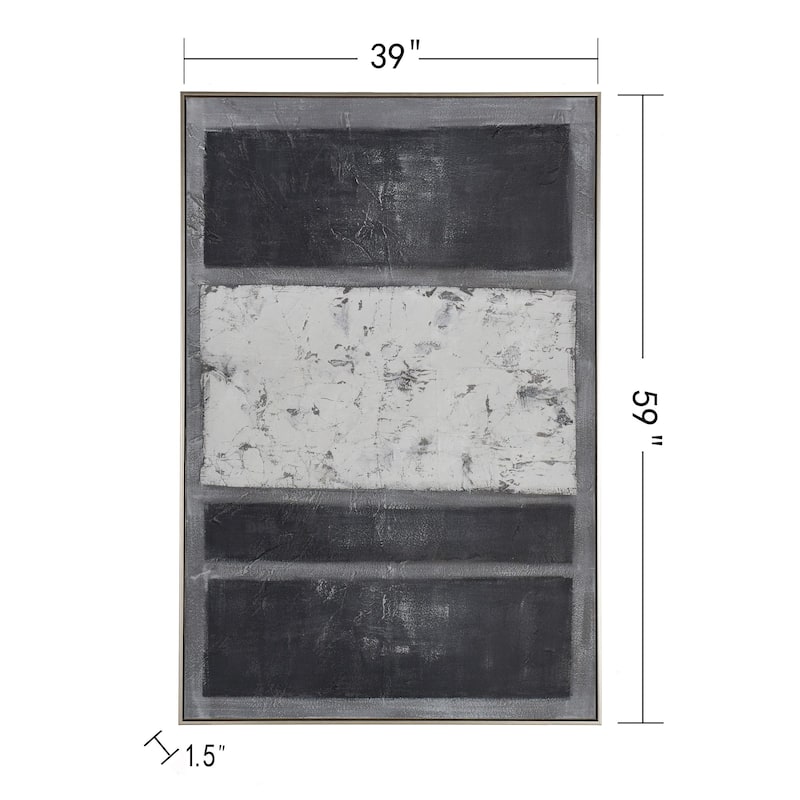 Neutral Whisper - Mixed Media Abstract Canvas Wall Art - Gold Frame