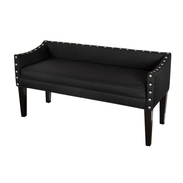 slide 2 of 29, Whitney Long Upholstered Nailhead Trim Bench Jitterbug Black