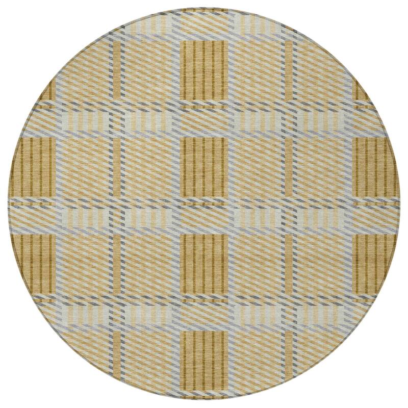 HomeRoots Plaid Transitional Rectangle Outdoor Rug