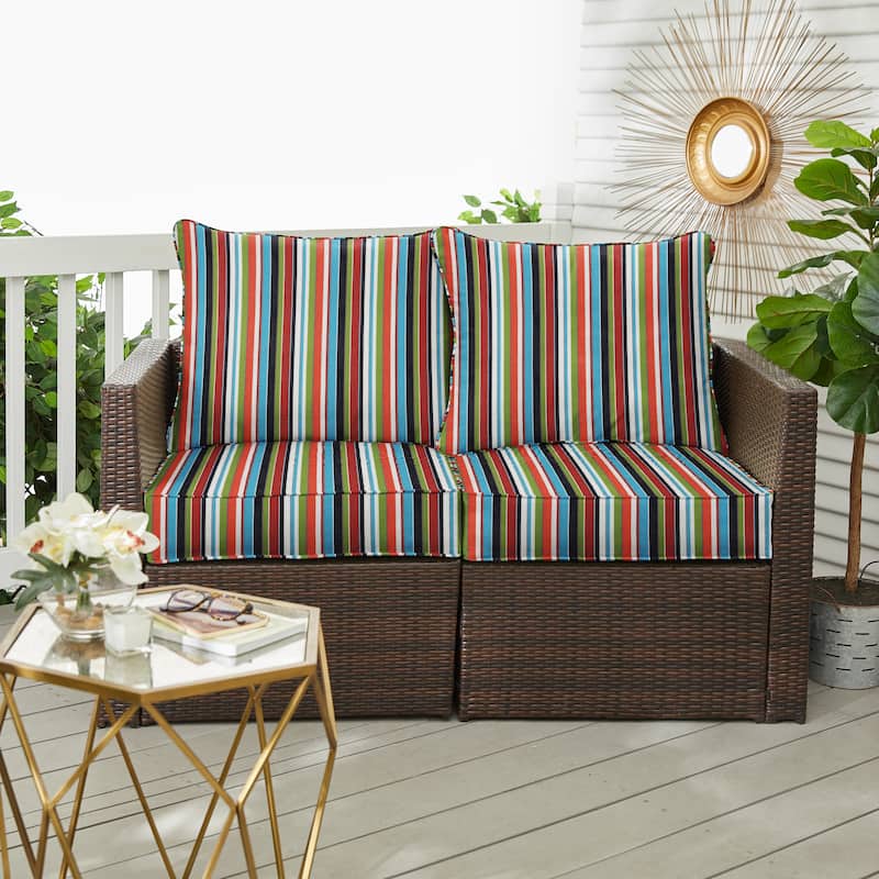 Sorra Home Sunbrella Outdoor Loveseat Pillow and Cushion Set