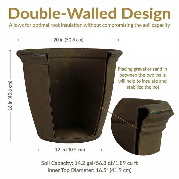 Sunnydaze Anjelica Outdoor Flower Pot Planter - 20-Inch - 2-Pack