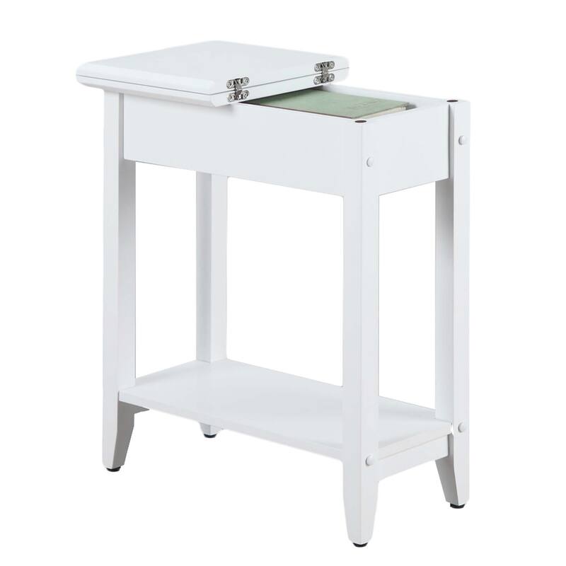Flip Top End Table with Concealed Storage Compartment, Straight Legs and Sleek Narrow Design for Any Living Room - 23