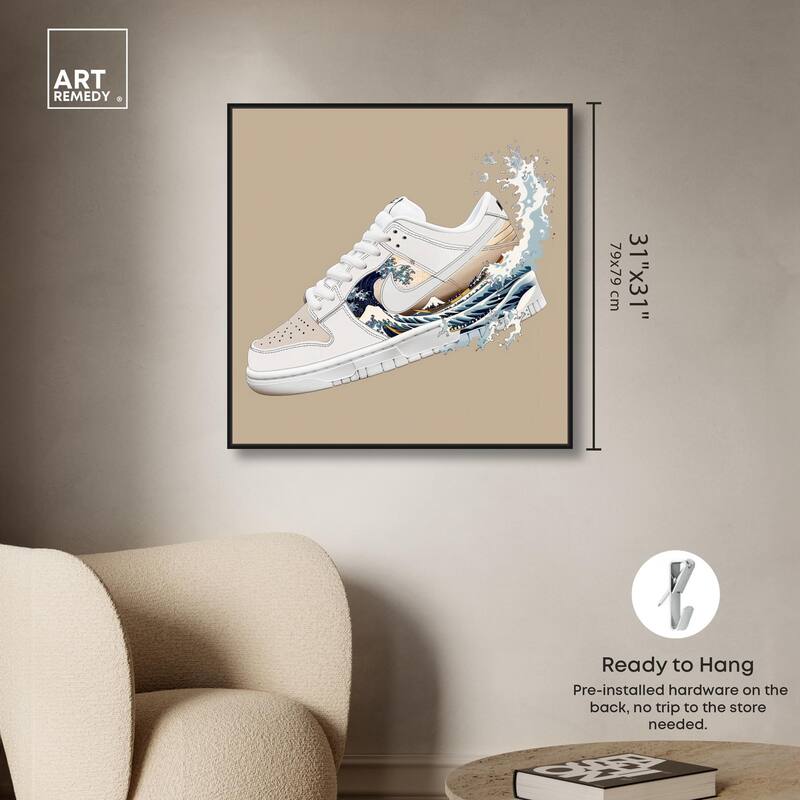 Great Wave Sneaker Splash Canvas by Art Remedy