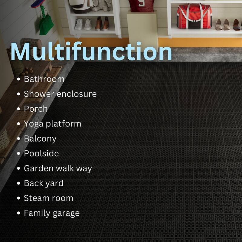 1 ft. x 1 ft. All-Weather Outdoor Plastic Composite Interlocking Deck Tiles, Garage Floor Tiles, Box of 12