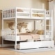 preview thumbnail 12 of 12, Twin Over Twin Rubber Wood Bunk Bed w/ 2 Drawers, Convertible into 2 Twin Beds w/ Ladder & Safety Guardrails, Grey