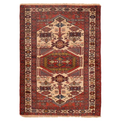 ECARPETGALLERY Hand-knotted Melis Cream Wool Rug - 3'10 x 5'5