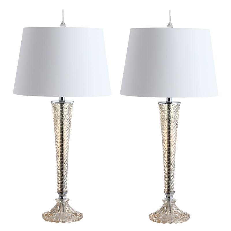 Maddie 32" Glass LED Table Lamp, Champagne (Set of 2) by JONATHAN Y
