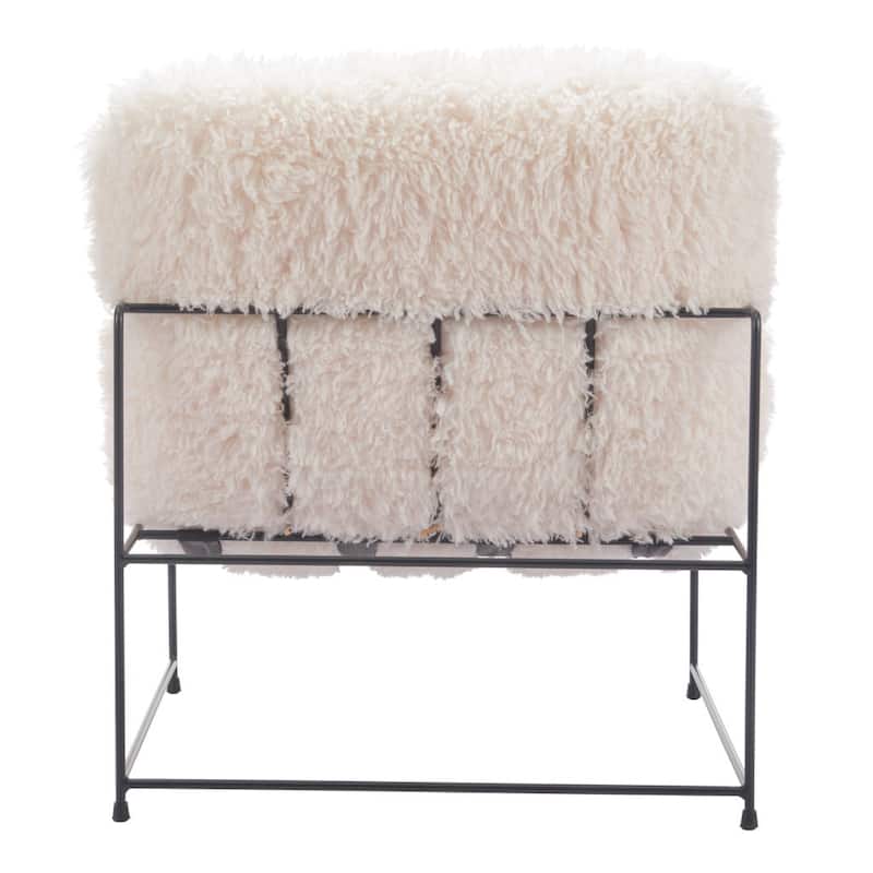 HomeRoots 30" White And Black Sherpa And Upholstered Arm Chair - 30' X '33.5' X '34