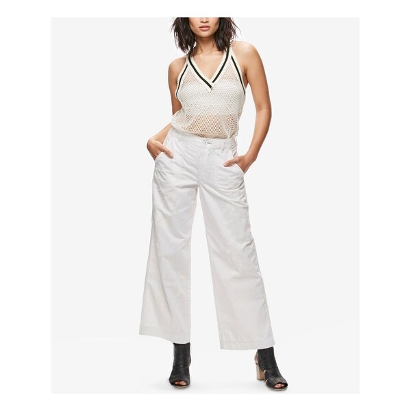 FREE PEOPLE Womens Ivory Paint Splatter Wide Leg Jeans Size 4. Opens flyout.