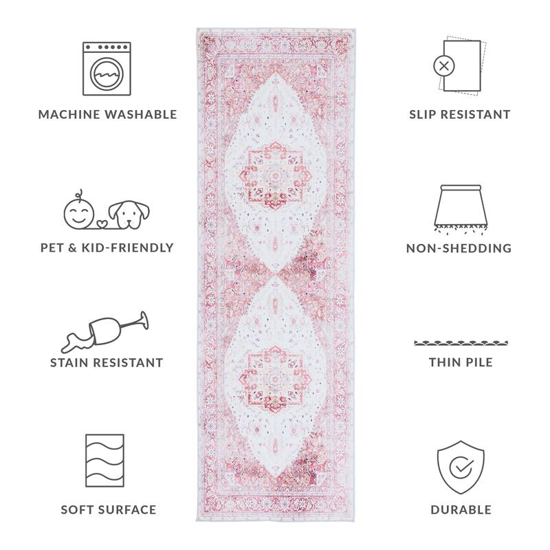 SAFAVIEH Tucson Machine Washable Slip Resistant Mazie Oriental Medallion