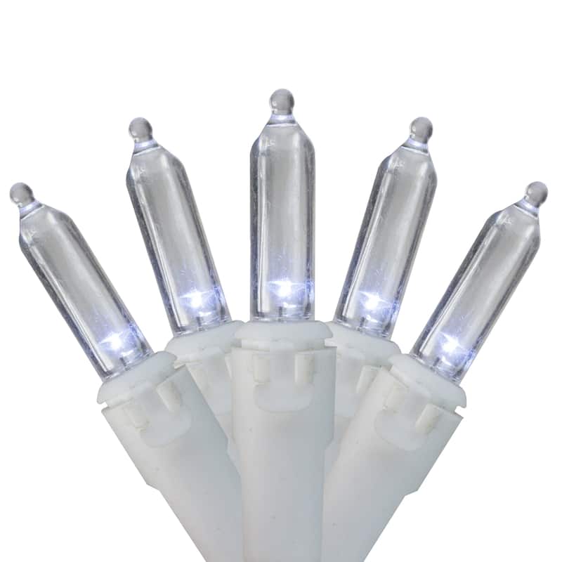 35-Count Pure White LED Mini Christmas Light Set - 11.25ft White Wire - 11.25'