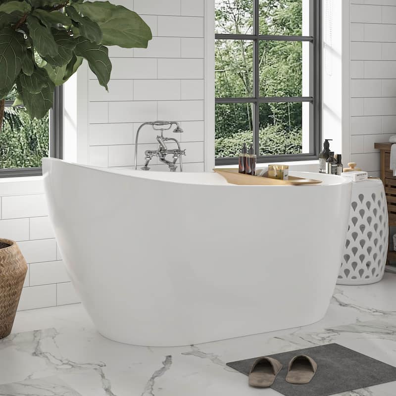 Vanity Art 54" X 28" White Acrylic Freestanding Bathtub