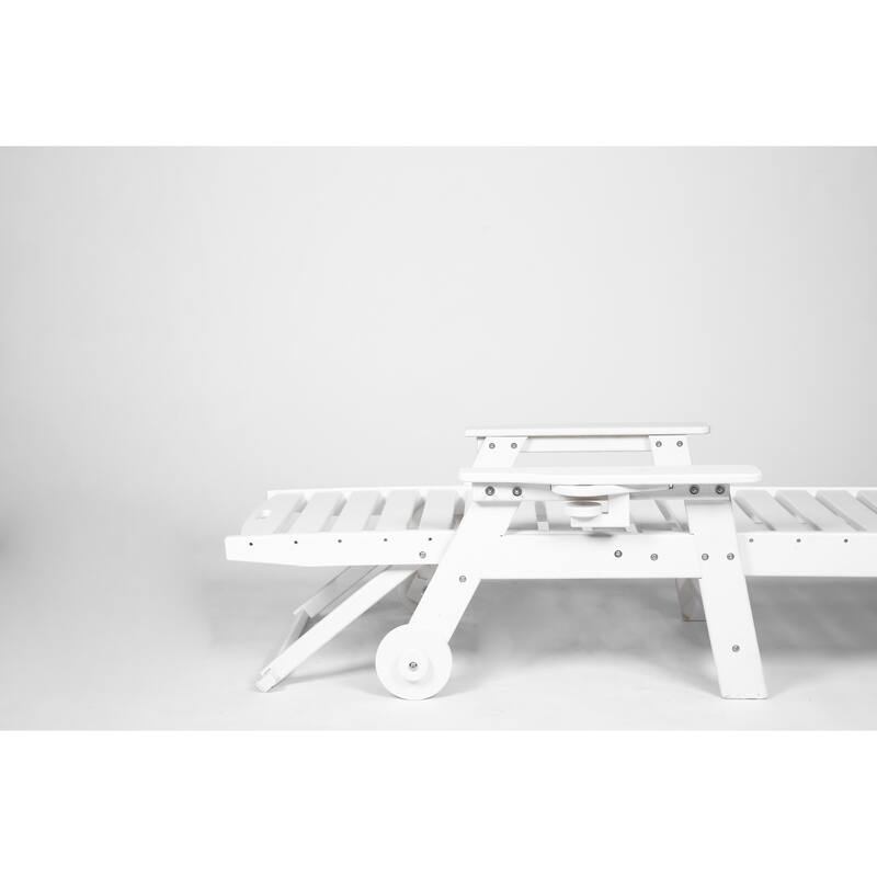 Oversized Outdoor Chaise Lounge Chair with Wheels and 5 Reclining Positions, Cup Holder for Poolside Deck Patio