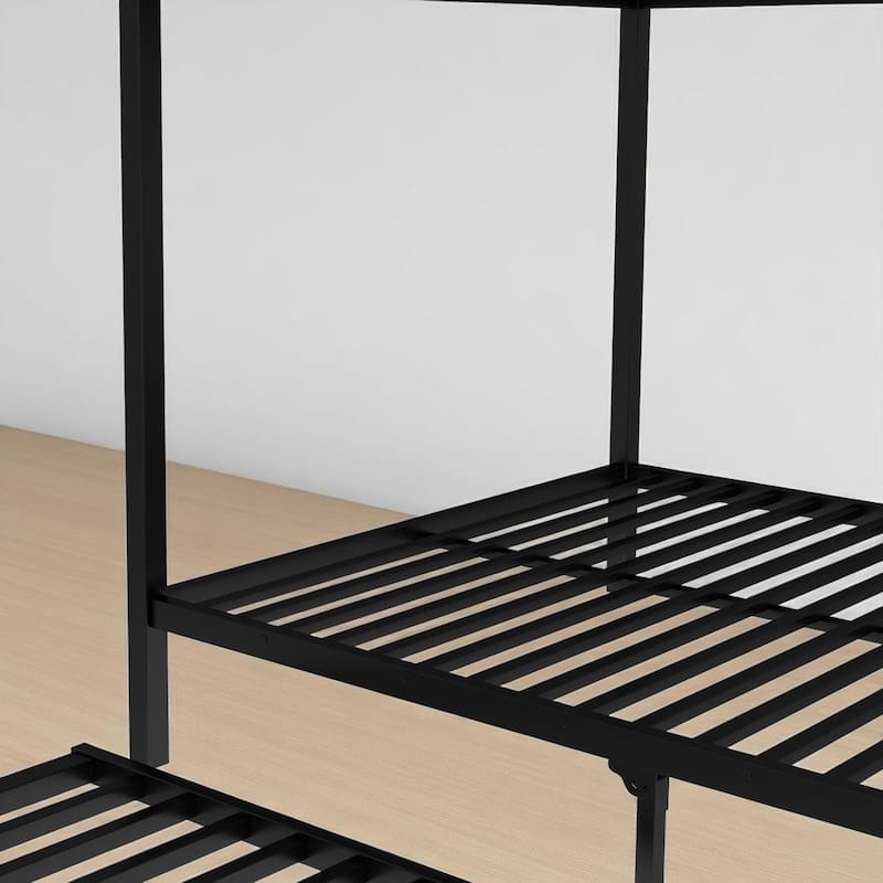 Industrial Twin XL Metal Bunk Bed with Wood Accents, Detachable Frame with Safety Rails and Underbed Storage