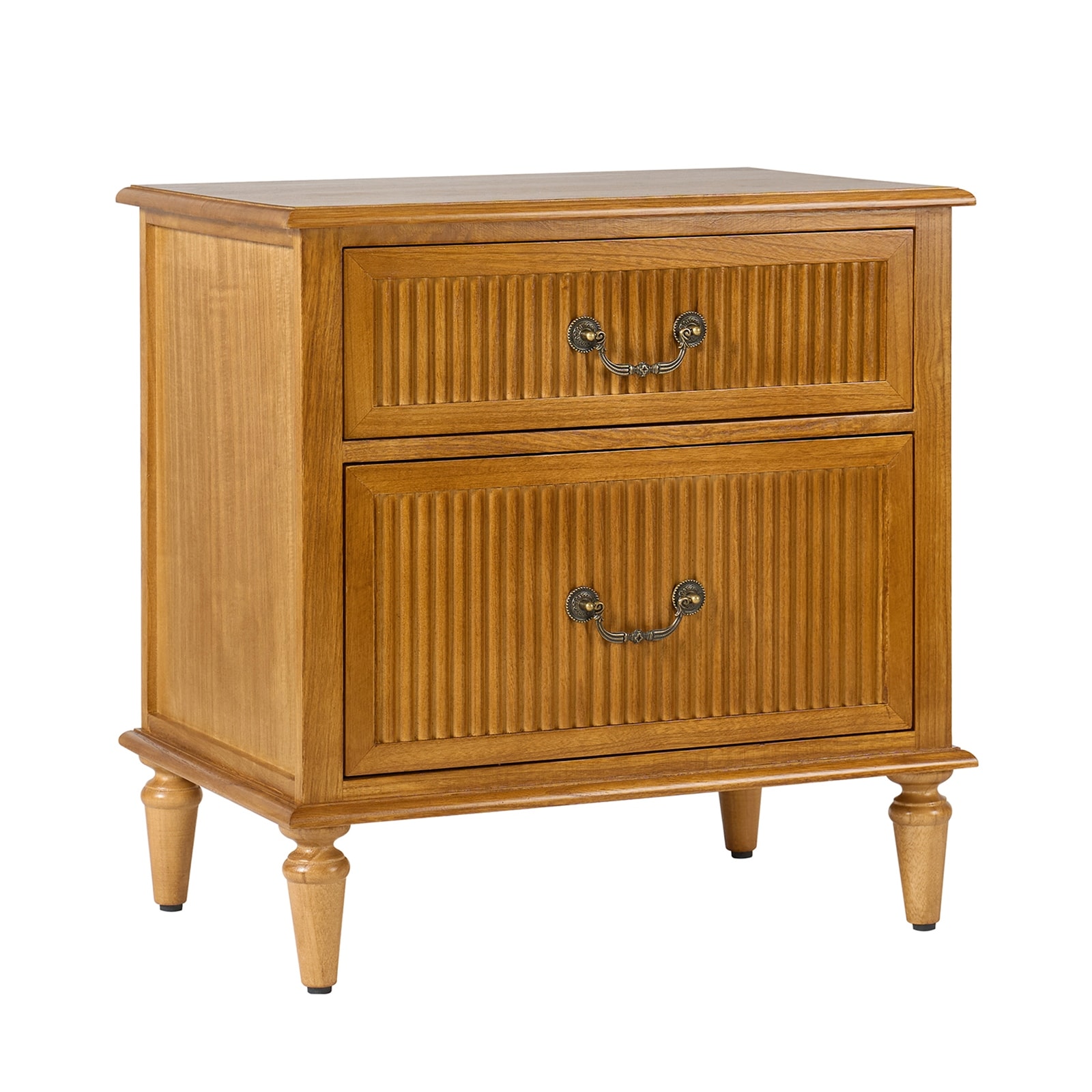 Ove Transitional 2-Drawer Solid Wood Nightstand with Built-in Power Outlet and Minimal Assembly by HULALA HOME