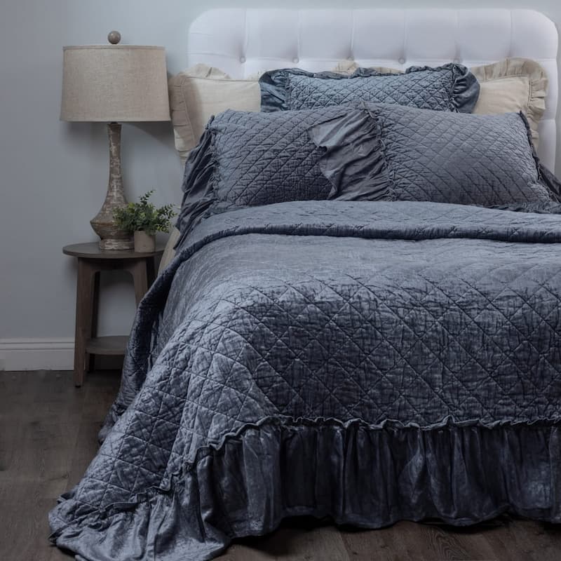 Estrella, Linen/Velvet, Ruffled, Sham