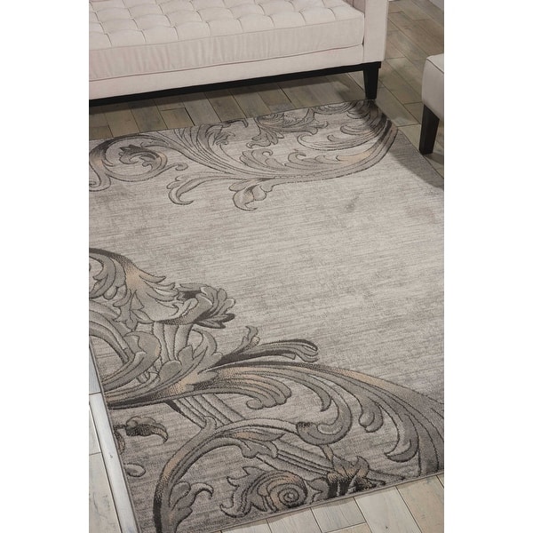 slide 2 of 10, Nourison Maxell Abstract Ombre Damask Floral Botanical Area Rug 3' 10" x 5' 10" - Graphite - Runner/Rectangle