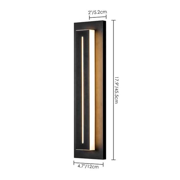 Calvin 1-Light Black LED IP54 Waterproof Aluminum Acrylic Outdoor Wall Light - 17.9 in. H x 4.7 in. W x 2 in. D