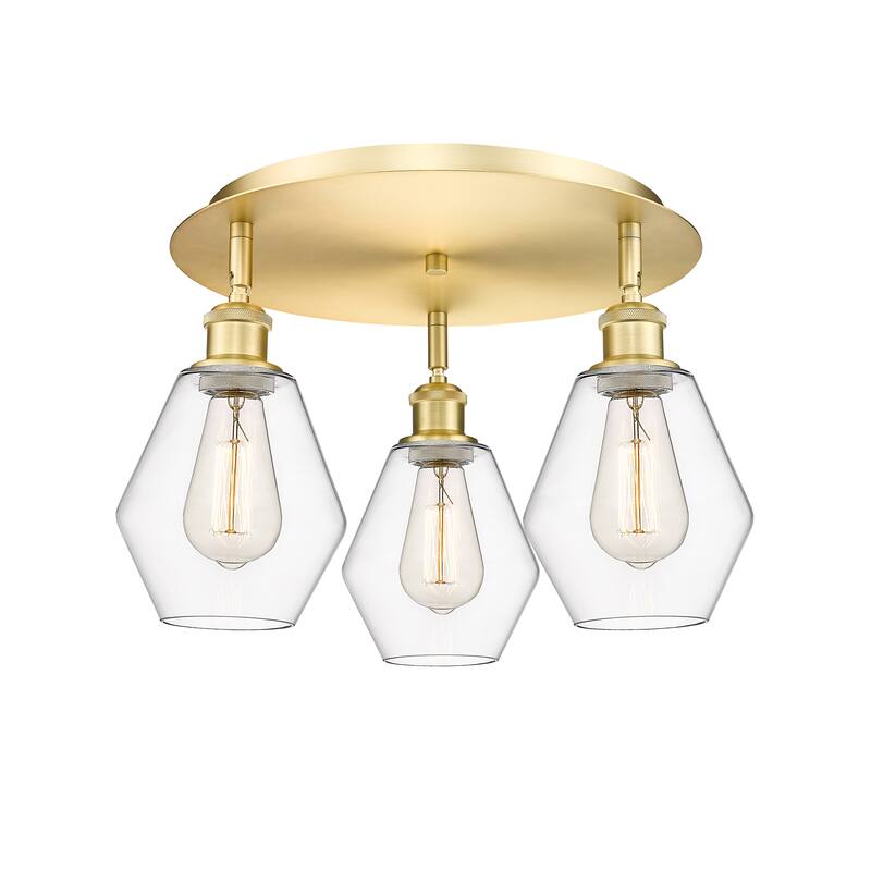 Innovations Lighting Cindyrella - 3 Light 18" Flush Mount - Clear/Satin Gold