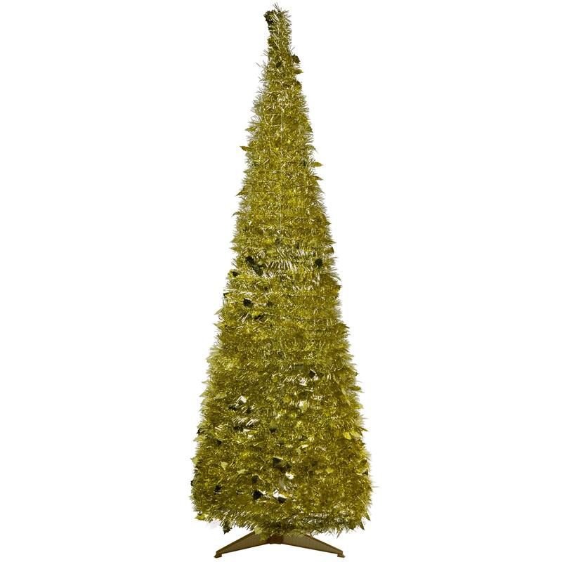 Tinsel Pop-Up Artificial Christmas Tree - 6' - Gold - Unlit - 6 Foot