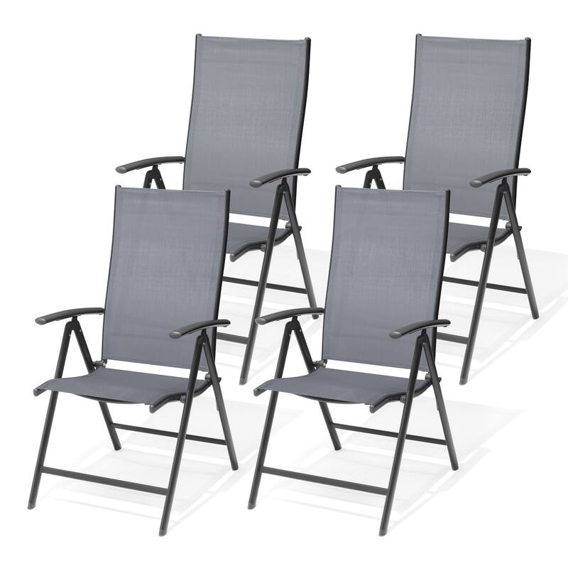 Pellebant Outdoor Durable Adjustable Reclining Folding Chair - Grey-4PC