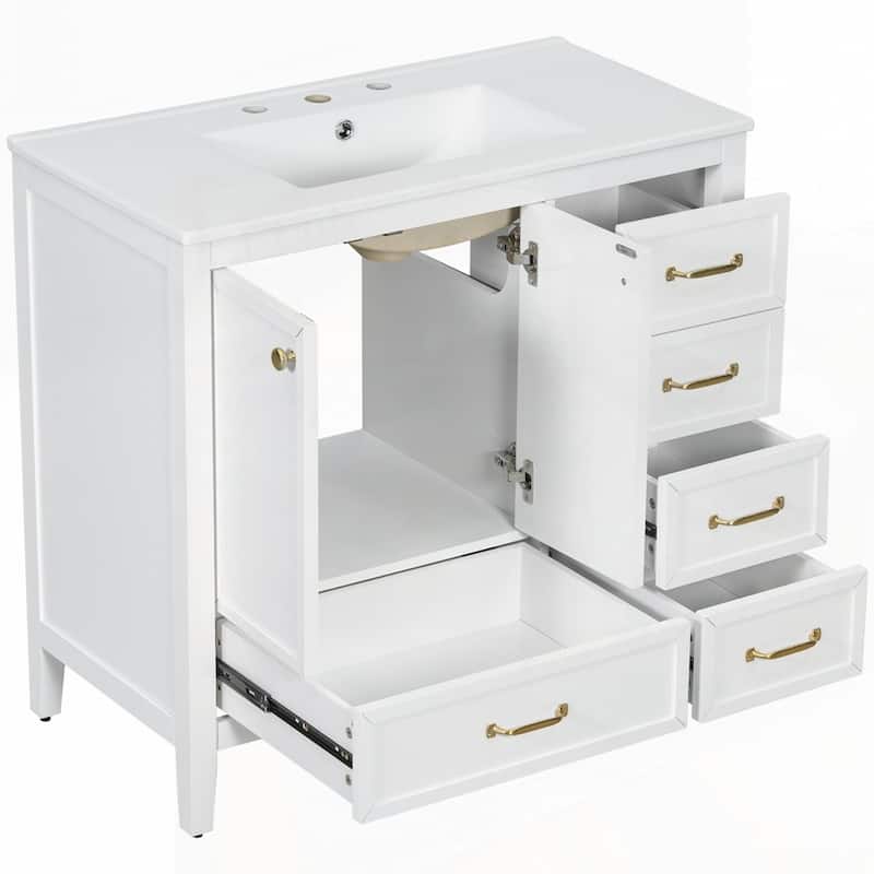 Bathroom Vanity with Sink and Bathroom Cabinet with Soft-Closing Door