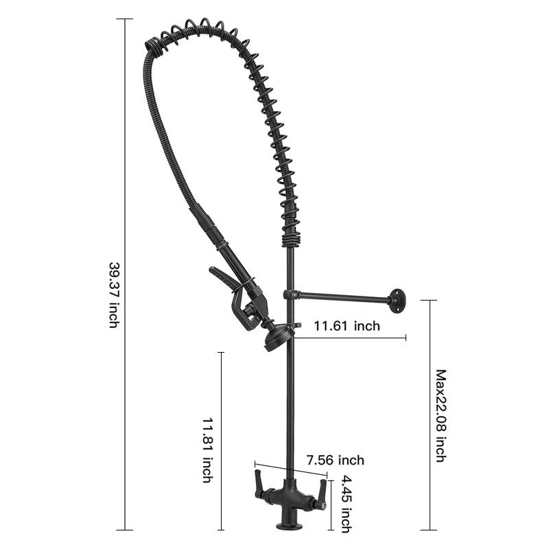 WIZ Matte Black Commercial Restaurant Pull Down Sprayer Kitchen Faucet