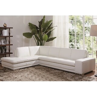 Skyler White Leather Sectional Sofa with Chaise - Bed Bath &amp; Beyond ...