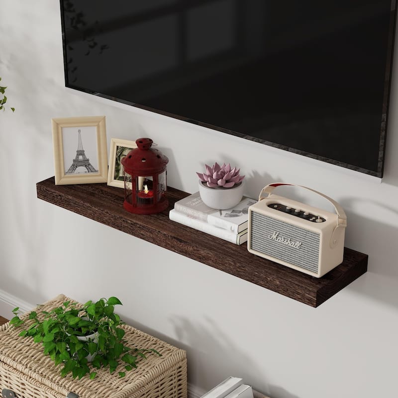 Floating Shelves, 8 Inch Deep Modern Solid Wood Wall Shelves