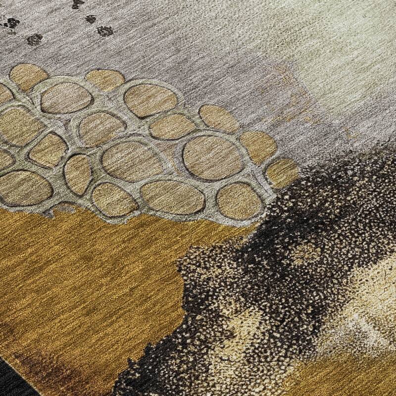 Machine Washable Indoor/Outdoor Modern Abstract Chantille Rug