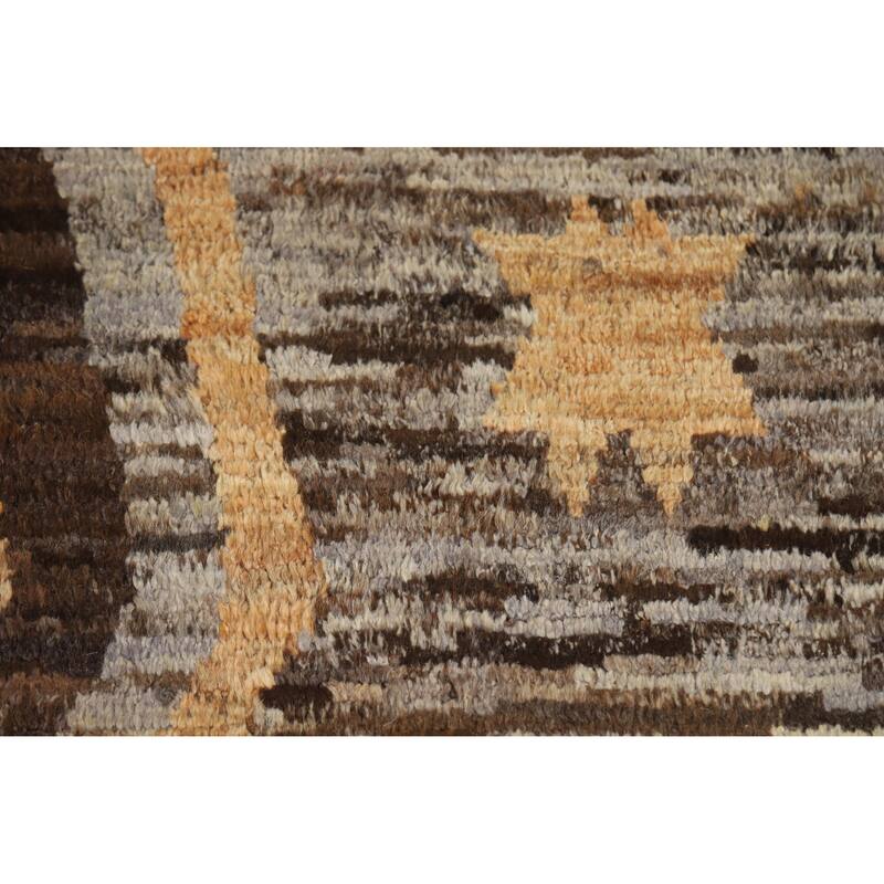 Abstract Geometric Moroccan Oriental Rug Hand-Knotted Wool Carpet - 5'3" x 6'6"