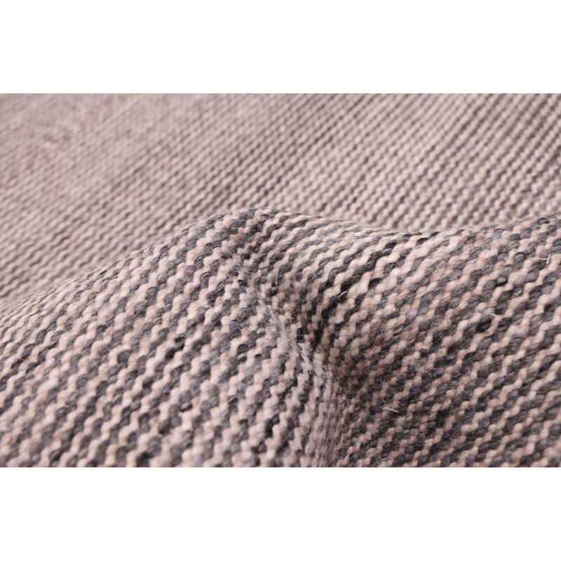 ECARPETGALLERY Flat-Weave Nevada Dark Grey Wool Kilim - 5'5 x 7'9