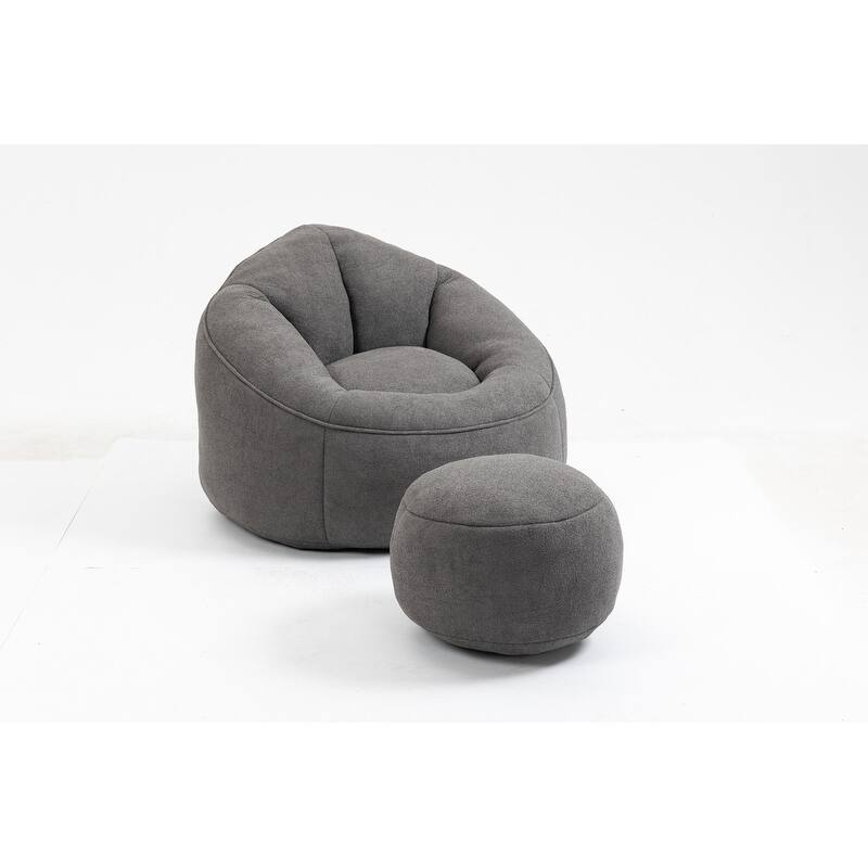 Bean Bag Chair w/Foot Stool in Multiple Colors, Giant Foam-Filled Furniture-Maximum Comfort Bean Bag