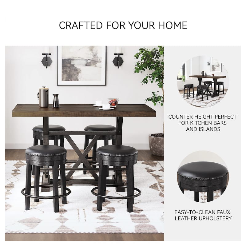 Signature Design by Ashley Valebeck Black Upholstered Swivel Stool - 19.25" W x 19.25" D x 24.38" H