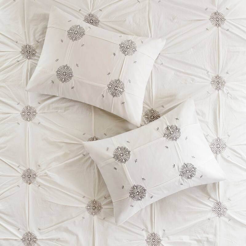 GDF Studio - Malia 6-Piece Embroidered Cotton Reversible Comforter Set