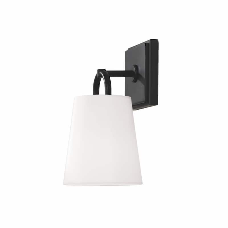 Brody 1-light Wall Sconce w/ White Fabric Shade - Matte Black