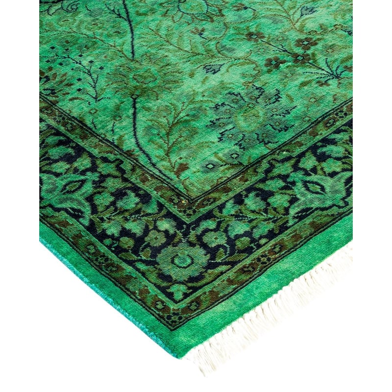 Fine Vibrance, One-of-a-Kind Hand-Knotted Area Rug - Green, 2' 8" x 4' 4" - 2' 8" x 4' 4"