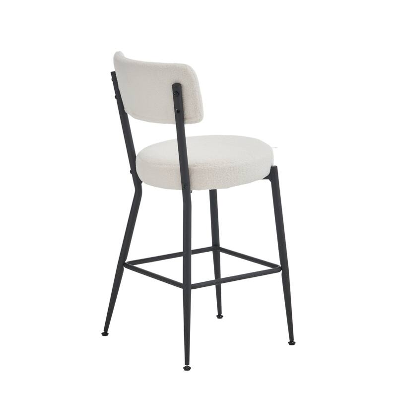 GDFStudio - Maddox Modern Metal Bar Stool with Teddy Fleece Upholstery
