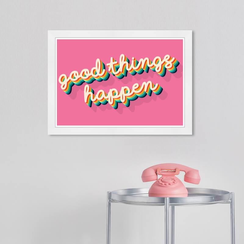 Wynwood Studio Prints Typography and Quotes Good Things Pink Pink and Dark Pink Modern & Contemporary Wall Art Canvas Print - White