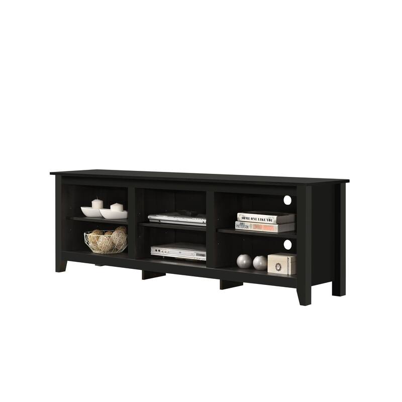 70" W TV Stand with Open Shelves and Cable Management