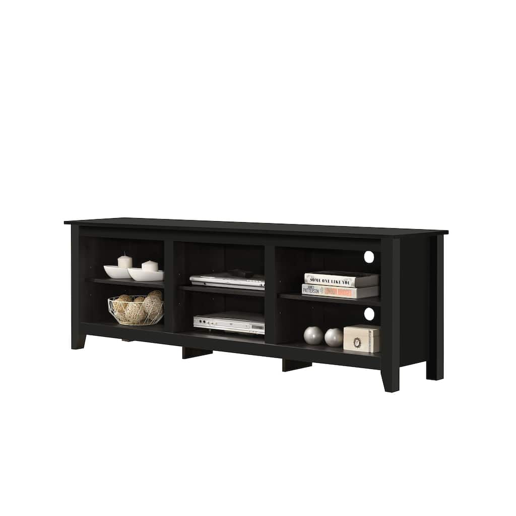 70" W TV Stand with Open Shelves and Cable Management