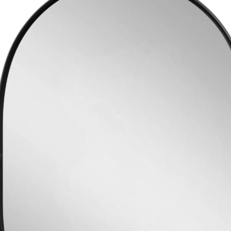 HomeRoots 32" Black Aluminum Oval Adjustable Tilting Framed Accent Mirror - 23.00 in. x 32.00 in. x 1.56 in.