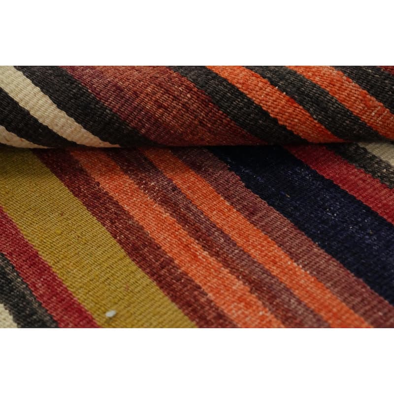 Hand Woven Oriental 100% Wool Carpet Southwestern Geometric Oranges & Rust Kilim Area Rug - 9' 7'' X 5' 1''