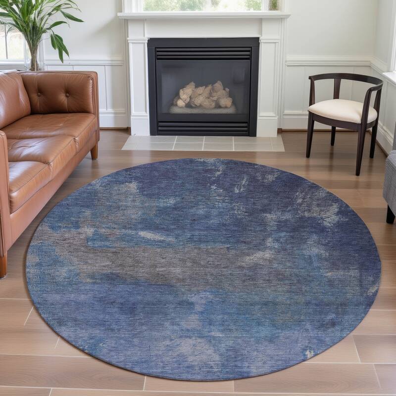 Premium Washable Super Soft Chic Ombre Mayfield Rug - Blue - 8' x 8'