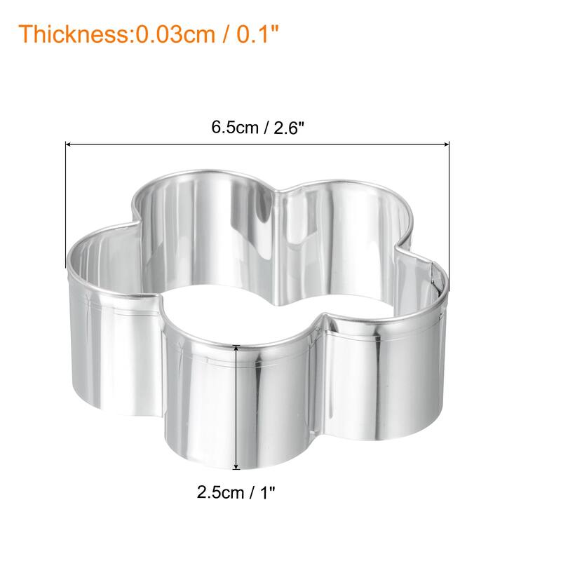 1" x 2.6" x 2.6" Cookie Cutter Silver Tone Flower Shape - Silver-3Pcs - 1" x 2.7" x 2.5"