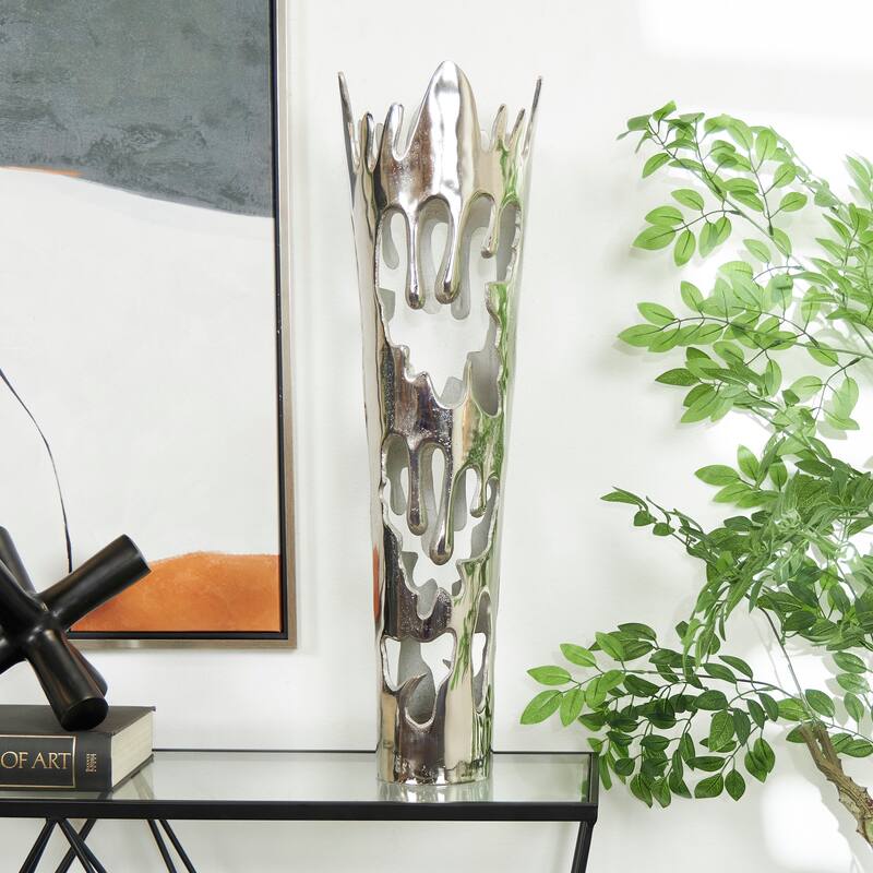 Gold, Silver or Black Aluminum Metal Drip Vase with Melting Designed Body