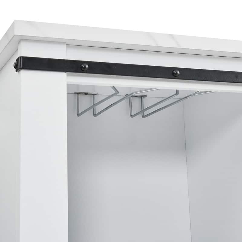 37 in. Barn Door Buffet Bar Cabinet with Wine Rack