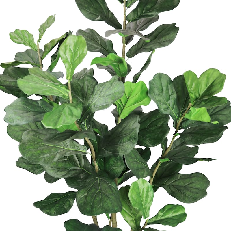 7ft Artificial Fiddle Leaf Fig Tree Plant in Black Pot - 84" H x 40" W x 40" DP