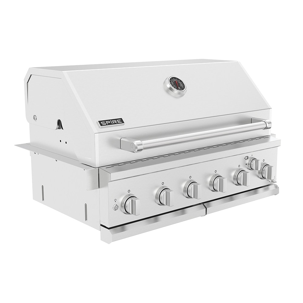 Spire Premium Built in 6 Burner Propane Grill Head with Rear Burner Natural Gas Propane Gas Silver